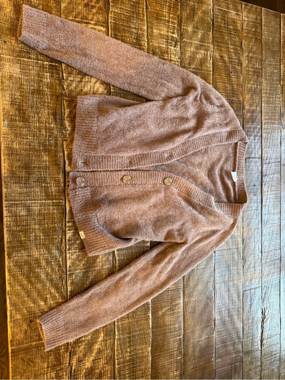 Cozy Girl’s Brown Button-Front Cardigan Sweater